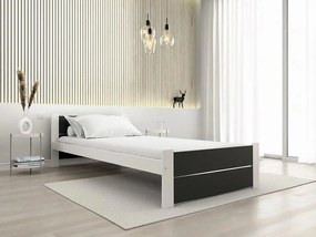 Posteľ IKAROS DOUBLE 80 x 200 cm, antracit/biela Rošt: S lamelovým roštom, Matrac: Bez matraca