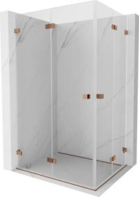 Mexen Lunar-F Duo, skladací sprchový kút 100 x 80 cm, 8mm číre sklo, profil ružové zlato, 836-100L-080P-60-00