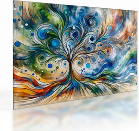 Sklenený obraz – Farebný energetický strom (70x50 cm)