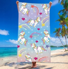 Plážová osuška UNICORN PONNY 100x180 cm farebná, 100% mikrovlákno