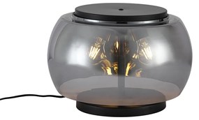 Dizajnová stolná lampa čierna s dymovým sklom 2-svetelná - Bino