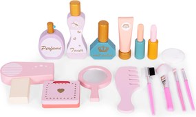 Detská drevená toaletka pre dievčatá s veľkým zrkadlom, zásuvkou a doplnkami ECOTOYS