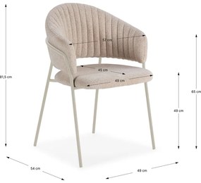 Béžové čalúnené jedálenské kreslá v súprave s podrúčkami 2 ks Leticia – Marckeric