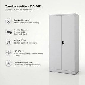 Uzamykateľná hospodárska skriňa sivá DAWID 900 x 1850 x 450 mm