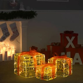 vidaXL Dekoratívne akrylové darčekové krabičky 3 ks teplé biele