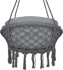 Springos Bocianie hniezdo so strapcami – závesné kreslo s vankúšom grafit SPR0046