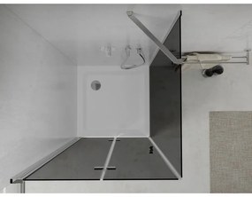 Mexen Lima, sprchový kút so skladacími dverami 80 (dvere) x 80 (stena) cm, 6mm šedé sklo, chrómový profil + slim sprchová vanička biela + chrómový sifón, 856-080-070-01-40-4010