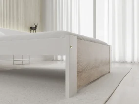 Posteľ IKAROS 90 x 200 cm, biela/dub sonoma Rošt: S latkovým roštom, Matrac: Matrac DELUXE 10 cm