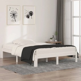 vidaXL Posteľný rám biely masívne drevo 135x190 cm 4FT6 dvojlôžko