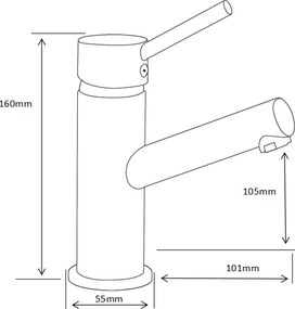 Mexen Eri, umývadlová batéria, čierna matná, 74200-70