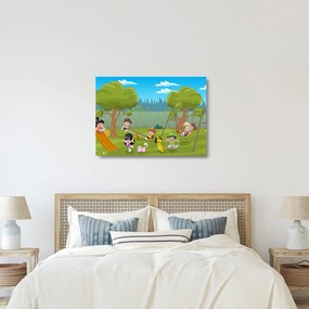 Sklenený obraz - Deti na ihrisku (70x50 cm)