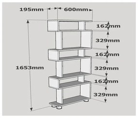 Knižnica BLOK 165x60 cm biela/hnedá