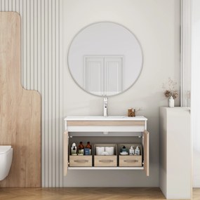 Závesná skrinka pod umývadlo Houseland Morvia 80 cm biela/dub