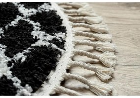 Kusový koberec Shaggy Etnic čierny kruh 160cm