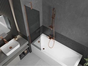 Mexen Next, 1-krídlová vaňová zástena 50 x 150 cm, 6mm šedé sklo, medená matná, 895-050-000-00-40-65