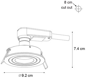 Sada 6 moderných zapustených bodových svetiel Gunmetal GU10 50 mm okrúhle, naklápacie - Rondoo