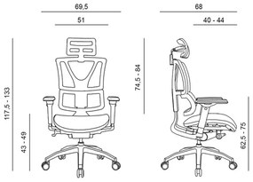 Kancelárska ergonomická stolička KORINA — sieť, čierna, nosnosť 150 kg