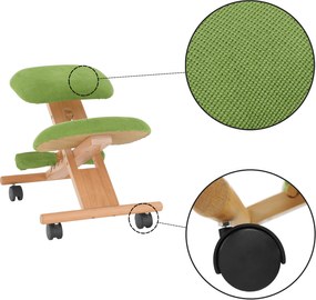 Kondela Ergonomická kľakačka, zelená/buk, GROCO