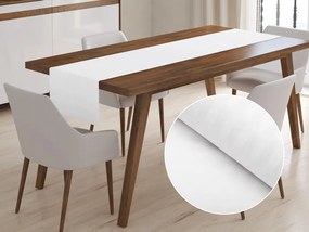 Biante Damaškový behúň na stôl Atlas Grádl DM-015 Biely - pásiky 8 mm 20x140 cm