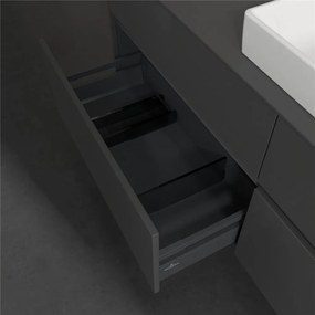 VILLEROY &amp; BOCH Collaro závesná skrinka pod umývadlo na dosku (umývadlo vpravo), 4 zásuvky, 1600 x 500 x 548 mm, Glossy Grey, C02700FP