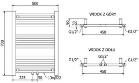 Mexen Mars, vykurovacie teleso 700x500 mm, 224 W, zlatá lesklá, W110-0700-500-00-50