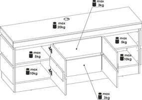 TV skrinka Corte, dub coast/tmavo šedá