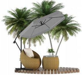 Sivý záhradný slnečník s LED osvetlením 3 m