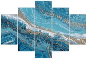 Obraz - Bledomodrý mramor so zlatom I. (150x105 cm)