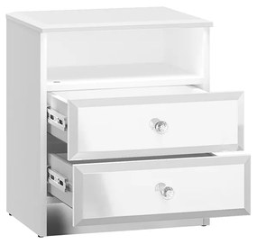 NOČNÝ STOLÍK CRISTINE 2S BIELY LESK + ZRKADLO