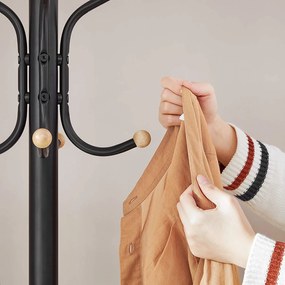 Stojanový vešiak, pevný kovový vešiak na kabáty, čierny