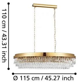 Eglo 39463 - Luster na reťazi VALPARAISO 13xE14/40W/230V zlatá
