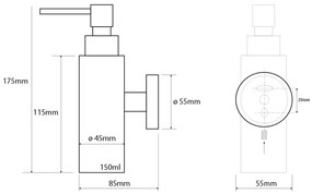 Sapho Sapho, X-STEEL dávkovač tekutého mydla 150ml, brúsená nerez, XS100