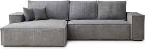 Sivá ženilková rozkladacia/s úložným priestorom rohová pohovka (ľavý roh/s leňoškou) Maze – Maison de Rêve