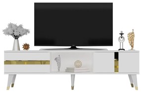 TV stolík/skrinka Vekika 2 (biela + zlatá) . Vlastná spoľahlivá doprava až k Vám domov. 1095252