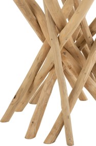 Jedálenský okrúhly drevený stôl so sklenenou doskou Branches - Ø120* 75 cm