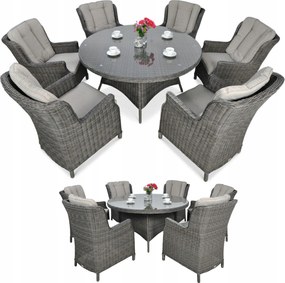 Jedálenská súprava záhradného nábytku z umelého ratanu Ravena, okrúhly Stôl a kreslá