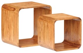 vidaXL Príručné stolíky 2 ks masívne akáciové drevo so sheeshamovým povrchom