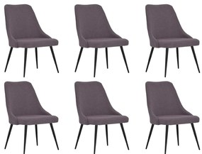 Jedálenské stoličky 6 ks sivohnedé látkové