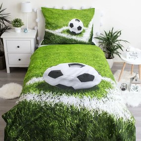 Zelené bavlnené detské obliečky na jednolôžko 140x200 cm Football – Jerry Fabrics