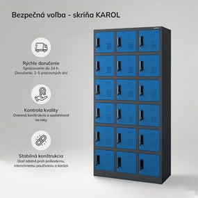 Zamestnanecká skrinka s priehradkami antracitovo modrá, 900x1850x400 mm: KAROL