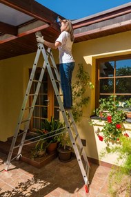 Hliníkový dvojdielny výsuvný rebrík VENBOS HOBBY, 2x9 priečok, 3,94 m