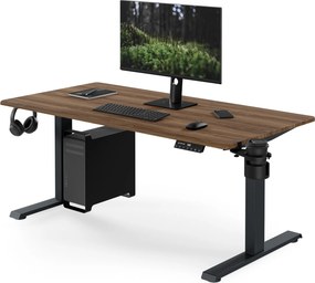 Elektrický stôl s reguláciou výšky ergonomický antracitový/orech,1400x700 mm: ARIA