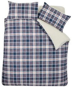 Modré/béžové obliečky na dvojlôžko s baránkom 200x200 cm Cosy Sherpa Check – Catherine Lansfield