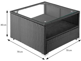 InternetovaZahrada Záhradný ratanový set XXL - čierna/krémové podušky