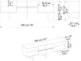 TV stolík DERIN 64,7x180 cm biela