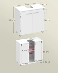 Skrinka pod umývadlo LAVIXO 60 x 30 cm, biela
