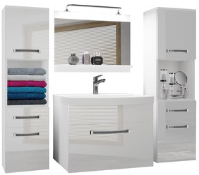 Kúpeľňový nábytok Belini Premium Full Version biely lesk + umývadlo + zrkadlo + LED osvetlenie Glamour 100