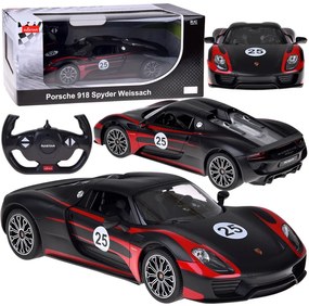 Auto na diaľkové ovládanie Rastar Porsche 918 Spyder 1:14 so svetlami - čierne