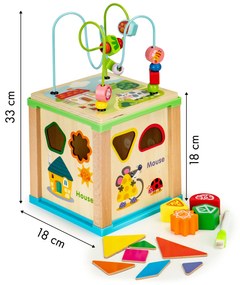 EcoToys Drevená edukačná kocka - triedenie kociek