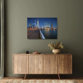 Sklenený obraz - Súmrak v Rotterdame, Holandsko (70x50 cm)